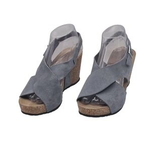 A. Giannetti Shoes Womens Size‎ 8 38 Gray Suede Leather Wedge Sandals Made Italy